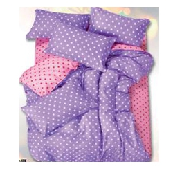 缘艺 活性芦荟棉波点三件套 1.2M床 浅粉紫