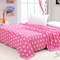 288F超柔软印花珊瑚绒毯 空调毯 可当床单可当薄被用 200*240 星星-蓝